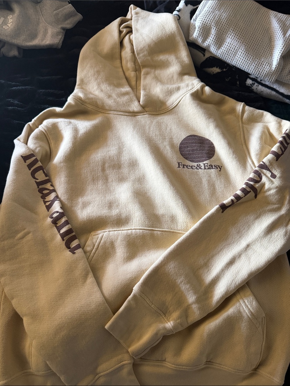 Free & Easy Women's or Men’s Cream Logo Pullover Hoodie